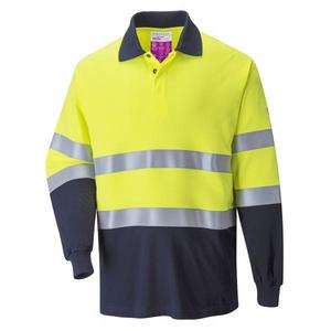 PORTWEST - FR74YNRM Polo résistant aux flammes antistatique bicolore jaune/bleu marine WORKWEAR RÉSISTANT AUX FLAMMES - Product Image 1