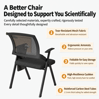 Chaise de formation ergonomique moderne pliable avec dossier intégré et tabouret en maille pour bureaux et salles de réunion