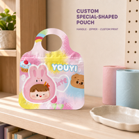 Pochettes personnalisées de formes spéciales, sacs à fermeture éclair avec poignée, conception et impression sur mesure, emballage cadeau pour la vente au détail