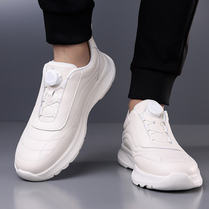 Zapatos de Cuero para Hombre, Punta Redonda, Cierre de Hebilla, Color Blanco Hueso, Suela Suave, Deportivos, Casuales, para Viajar y Correr - Product Image 3