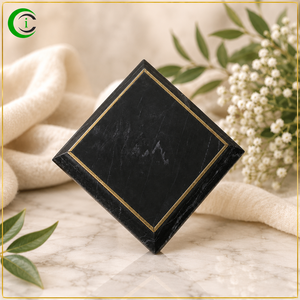 Premium 6 Inch Black Marble <b>Tile</b> with Elegant Brass Linings for Accent Walls Living Room <b>Decoration</b> Restaurant Interiors - Product Image 1