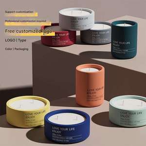 Factory Direct Private Label Aromatherapy Custom <b>Cement</b> Colorful Candle Jar Ceramic Candle Container Vessel - Product Image 2