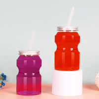 Bouteille en plastique PET jetable de 250 ml et 350 ml pour jus et yaourt, avec paille, vente en gros