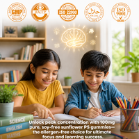 Gummies PS de tournesol haute pureté 100mg pour enfants, sans soja, supplément pour la concentration cérébrale, soutien TDAH/du sommeil et de la mémoire, énergie OEM