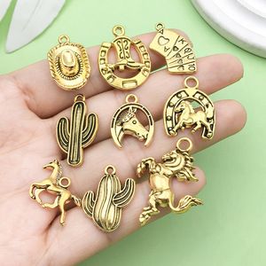 จี้ทองโบราณสไตล์ตะวันตกแบบผสม สำหรับทำสร้อยข้อมือ สร้อยคอ เครื่องประดับ DIY รูปทรงหลากหลาย ชุบด้วยโลหะผสมสังกะสี - Product Image 2