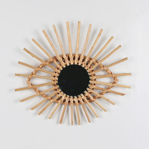 <span class=keywords><strong>Espejo</strong></span> de ratán de pared de decoración de oro moderno hecho a mano grande para baño sala de estar dormitorio - Product Image 3