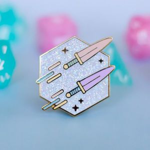 Distintivo della serie pressofusione bianco glitterato bacchetta di piuma magica graziosa spilla in metallo morbida e duro smalto Souvenir - Product Image 3