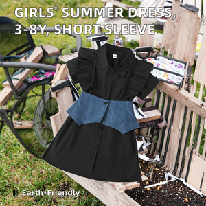 Vestidos de Verano para Niñas de 3 a 8 Años, Casuales, de Manga Corta, Cuello Redondo, Transpirables, Ecológicos, Hasta la Rodilla, con Cintura Elástica, ODM - Product Image 2