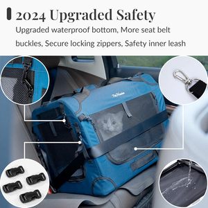 Trasportino di Lusso Oxford per Gatti con Chiusura a Cinghia, Regolabile e Pieghevole, Morbido, per 2 Gatti - Portatile per Viaggi <span class=keywords><strong>in</strong></span> Auto e Lunghi Tragitti - Product Image 3