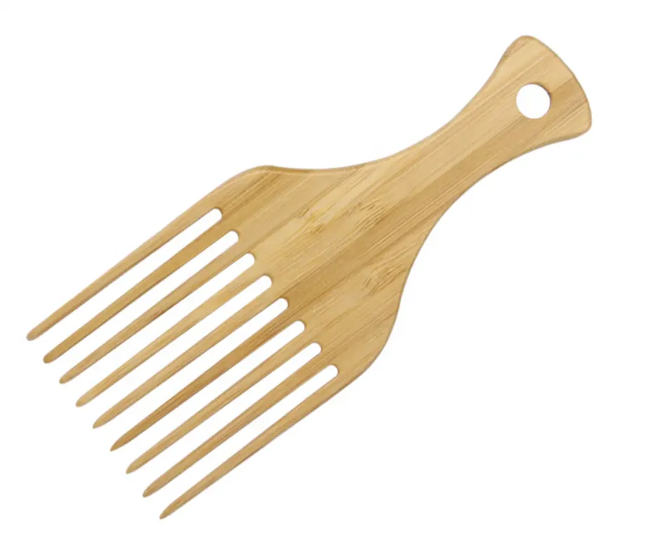 Long Tooth Detangling Hair Comb Wood Hair Pick Comb Wooden Bamboo Pick Beard Comb