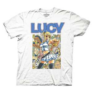 T-shirt pour adulte Fairy Tail Lucy Heartfilia And Celestial Spirits, blanc, sous licence officielle, manches courtes, coupe régulière - Product Image 1