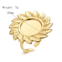 Anillo de Hoja de Girasol de Acero Inoxidable, Dorado y Plateado, Ajustable, para Uso Diario Bohemio y Regalos Festivos para Mujeres
