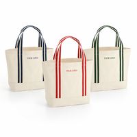 Sacs fourre-tout promotionnels en toile, vente en gros, personnalisables avec logo, rayés bleu marine, grande capacité, réutilisables, pour la plage et le shopping