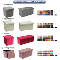Bailey personnalisé Morden pouf boîte de rangement vert Teddy velours chaussures banc jouets coffre avec couvercle