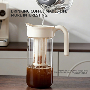 <span class=keywords><strong>Carafe</strong></span> à eau moderne en verre borosilicate avec couvercle, <span class=keywords><strong>carafe</strong></span> résistante à la chaleur pour boissons chaudes/froides, thé glacé, café, lait, jus - Product Image 1