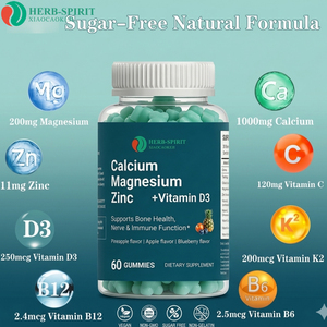 Gummies au magnésium glycinate à absorption élevée saveur myrtille - Soutien musculaire, immunitaire et du sommeil - Sans sucre, avec calcium, magnésium et zinc - Product Image 3