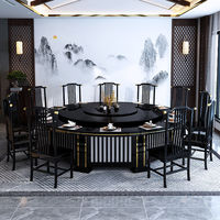 Hôtel électrique grande table ronde nouvelle table de salle à manger en bois massif de style chinois