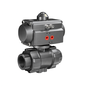 Vanne à bille pneumatique à action double COVNA HK57-T 3 voies, type double union, en plastique UPVC - Product Image 4