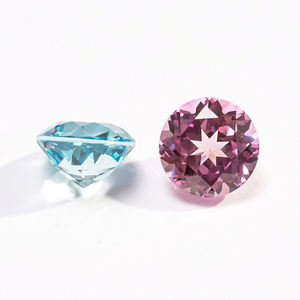 Saphir rond cultivé en laboratoire Goldleaf, pierres précieuses en vrac de couleur rose, aquamarine, bleue, certificat GRC, corindon synthétique pour bijoux - Product Image 1