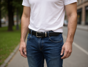 Cintura da Uomo 3,5 cm con Fibbia in Lega e Chiusura a Perno, Cinture Casual in Metallo - Product Image 2