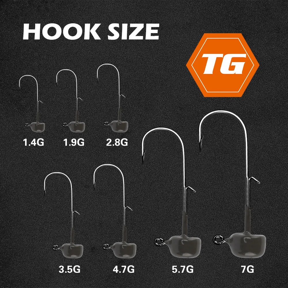 HONOREAL Professional Sea Fishing Hook Bulk Manufacturer Floating Worm Tungsten Jig Head Bass 1.4g 1.9g 2.8g 3.5g 4.7g 5.7g 7g