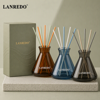 Bouteille diffuseur en verre vide professionnelle personnalisée 200 ml, conique transparente pour aromathérapie, avec bâtonnets et boîte