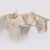 Ropecube Lit hamac mural moderne pour chat avec étagère en bois et corde en coton, pour usage intérieur, salon et parc, mobilier de couchage pour chat
