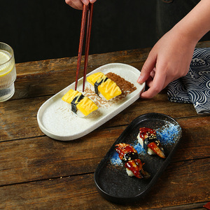 Custom Japanese Style Restaurant Serving <strong>Plates</strong> 8 Inch Oval Ceramic Sushi <strong>Plates</strong> Stoneware Appetizer <strong>Tapas</strong> Handmade Dinner Dish - Product Image 3