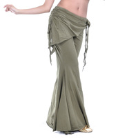 Pantalons de danse du ventre en coton confortable en gros, pour la pratique et les spectacles, avec un foulard enveloppant pour la hanche, ensemble complet