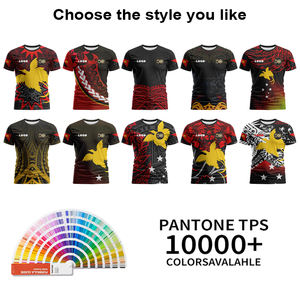 Venta al por mayor de diseño de patrones tribales Festival Cultural uniforme evento corporativo camiseta personalizada hombres mujeres de secado rápido camisetas - Product Image 3