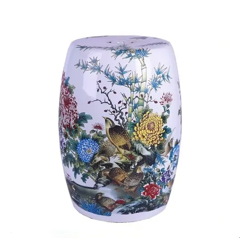 Desain Bunga Putih Tiongkok Keramik Dekorasi Taman Kursi Pedikur