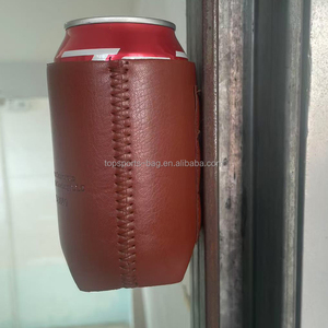 Wholesale Insulated <strong>Magnetic</strong> Soda Can Cooler Waterproof Debossed PU Leatherette Beer Can <strong>Sleeve</strong> - Product Image 1