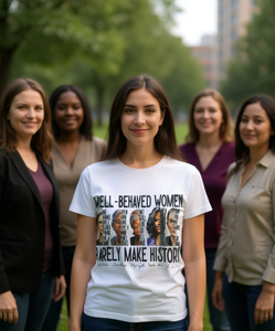 T-shirt pour femme Comfort Colors avec icônes féministes, col rond, manches courtes, 100% coton, décontracté, « Les femmes bien élevées font de l'histoire» - Product Image 2