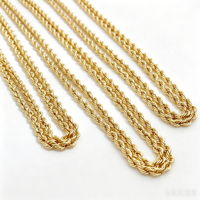 Chaîne torsadée en or jaune massif 18 carats PCX Oro, chaîne italienne torsadée à coupe diamant 2-5 mm, bijoux en or Au750 pour hommes