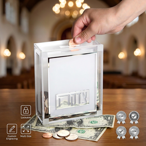 Cassetta per Donazioni in Acrilico Trasparente, Pushka Ebraica, Scatola per Beneficenza con Fessura per Monete, Chiudibile a Chiave, per Sinagoga, Rosh Hashanah, Produzione OEM - Product Image 1