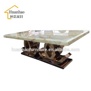 Ensemble de table à manger en marbre et acier rose doré, design haut de gamme, <span class=keywords><strong>8</strong></span> places, dernière mode 2017, DH-1441 - Product Image 2