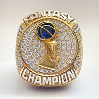 Bague de championnat de basketball FANTASY CHAMPION, personnalisable avec le nom de l'équipe et l'année, plaquée or, avec cristaux de zirconium, cadeau idéal