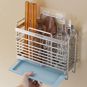 Caja de Almacenamiento para <span class=keywords><strong>Palillos</strong></span> de Acero Inoxidable 304, Soporte de Pared para <span class=keywords><strong>Palillos</strong></span> de Cocina, Organizador de Utensilios de Cocina - Product Image 1