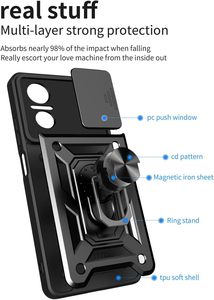 Funda para Teléfono con Ventana Deslizante para Cámara, para Honor <span class=keywords><strong>Magic</strong></span> 7 <span class=keywords><strong>6</strong></span> Pro <span class=keywords><strong>5G</strong></span> <span class=keywords><strong>Lite</strong></span>, Antigolpes, con Anillo Giratorio de 360 Grados, Soporte, Funda Móvil de Lujo - Product Image 2