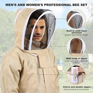 Nouvelle combinaison d'apiculteur ZHILI <span class=keywords><strong>BEE</strong></span> MZJ-397 blanche et marron avec voile et gants, 0,68 kg, équipement d'apiculture, garantie de 3 mois - Product Image 2