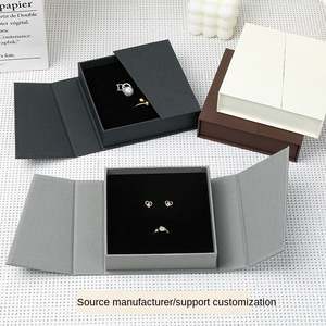 Source Factory Eco-Friendly Double Open Square Rigid Jewelry <b>Gift</b> <b>Box</b> Custom Logo Packaging for <b>Earrings</b> Rings Necklaces - Product Image 6