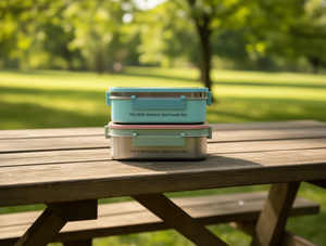 T10-2098 Stainless Steel <b>Lunch</b> <b>Box</b> 2 Compartments Stackable Rectangle Food Grade Material - Product Image 2