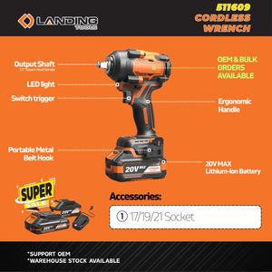 Clé à chocs sans fil professionnelle 20V MAX Brushless 650Nm à couple élevé pour l'automobile, les camions et les équipements lourds - Product Image 2