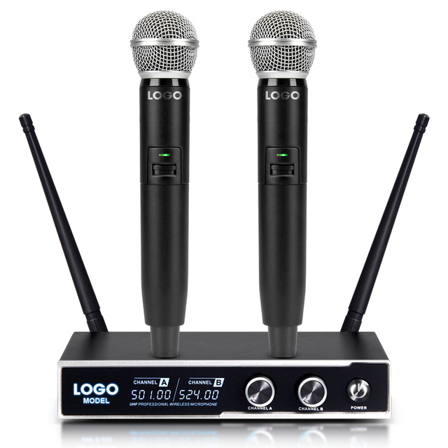 Audio Dual Channel Lavalier & Headset Mic UHF Wireless Microphone System Factory OEM Custimization