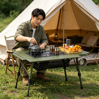 Table de pique-nique tactique extensible en métal moderne pour l'extérieur, idéale pour la cuisine et le camping, vente en gros