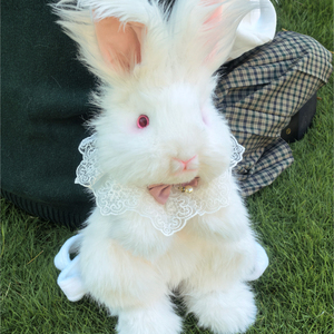 Mochila de Peluche de Conejo Angora Blanco Unisex DUPAN con Cierre de Cremallera Doble en los Hombros, Juguete de Peluche de Conejo - Product Image 4