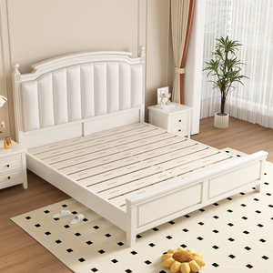 Cadre de lit à plateforme en bois massif avec tête de lit Queen Size Style fermier pour tous les types de <span class=keywords><strong>matelas</strong></span> Compatible pour la maison Chambre à coucher - Product Image 2