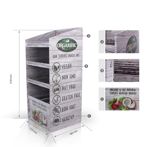 Rak <span class=keywords><strong>Display</strong></span> Kardus Lipat Portabel untuk Iklan Supermarket, Rak <span class=keywords><strong>Display</strong></span> Lantai Kertas untuk Snack, Stand <span class=keywords><strong>Display</strong></span> Keripik - Product Image 2