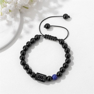 Bracelet Signe Astrologique 12 Zodiaques en Obsidienne Noire Naturelle, Perles Élastiques Ajustables pour Hommes et Femmes, Bracelet de Couple, Cadeau d'Anniversaire - Product Image 3