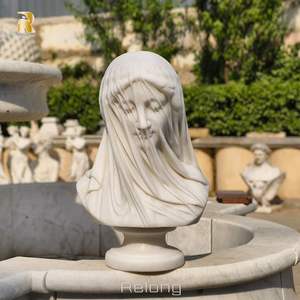 Estatua de Busto de Dama Velada <span class=keywords><strong>en</strong></span> Mármol Clásico Tallada a Mano RELONG para Decoración de Exteriores de Villas - Product Image 3